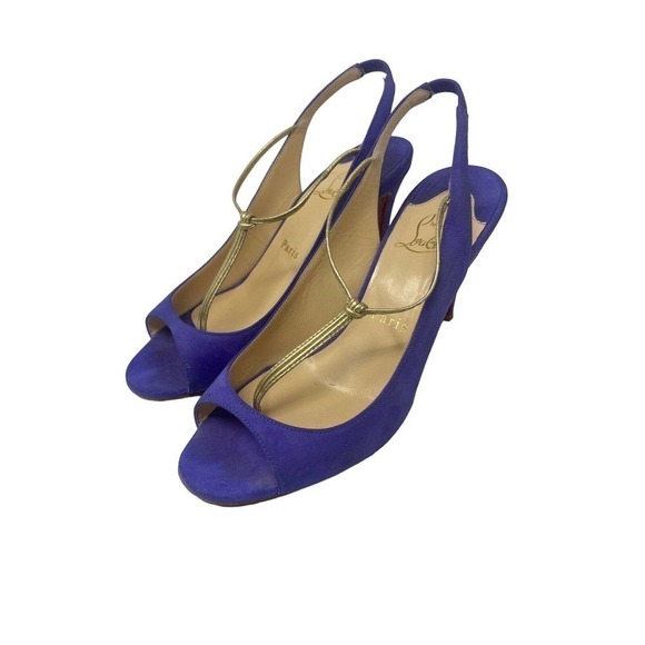 Christian Louboutin Purple and Gold Heels - Picture 3 of 9